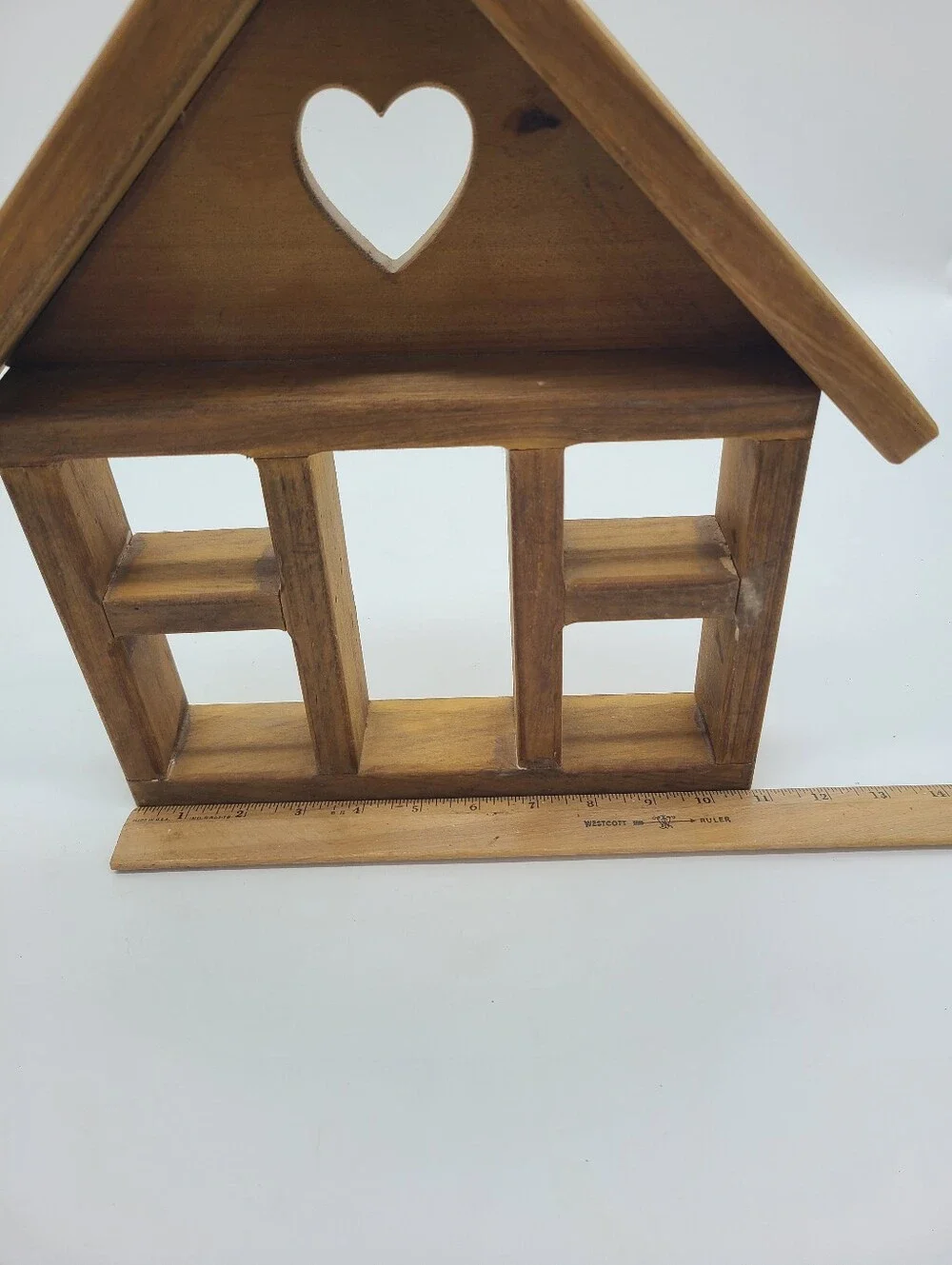 Vintage Cottagecore Wood House Wall Shelf Heart Primitive Farmhouse Decor